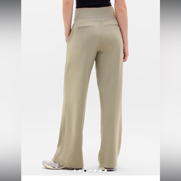 Athleta Venice Wide Leg Lounge Pants Small Petite Taupe Neutral Flare Abalone - Picture 7 of 10